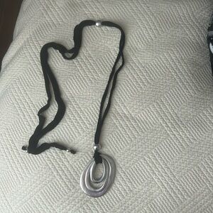 Black cord silver necklace from Italy